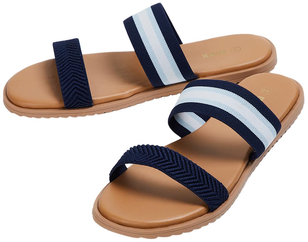 Max Women Striped Flat Sandals Blue 4 Kids UK (SU23WFFS5012BLUE) (B0CBQ983DC) Amazon Price History, Amazon Price Tracker