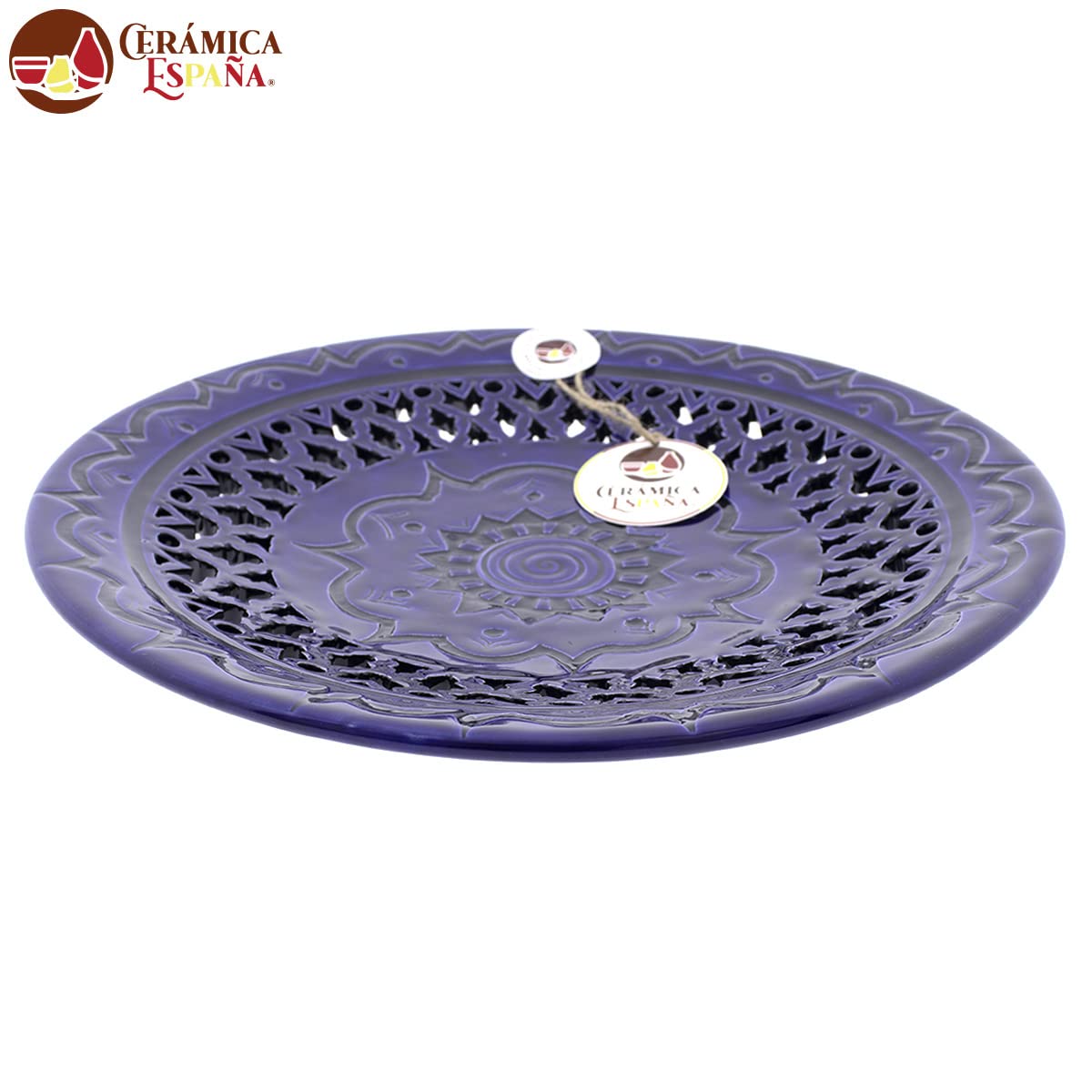 CERÁMICA ESPAÑA | Piatto decorativo da appendere a parete | Piatto da parete | Piatto da parete | Piatto in ceramica | Modello D27 | Decorazione 100% Fatto a mano | 30 x 30 x 3,5 cm