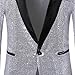 Men Sequin Blazer Metallic Slim Suit Dinner Prom Shiny Outfit Wedding Party Tuxedo Banquet Fashion Jacket Pant (L-cm,Silver)