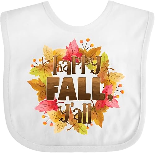 Inktastic Babero para bebé con corona de hojas de otoño de Happy Fall, Y'all
