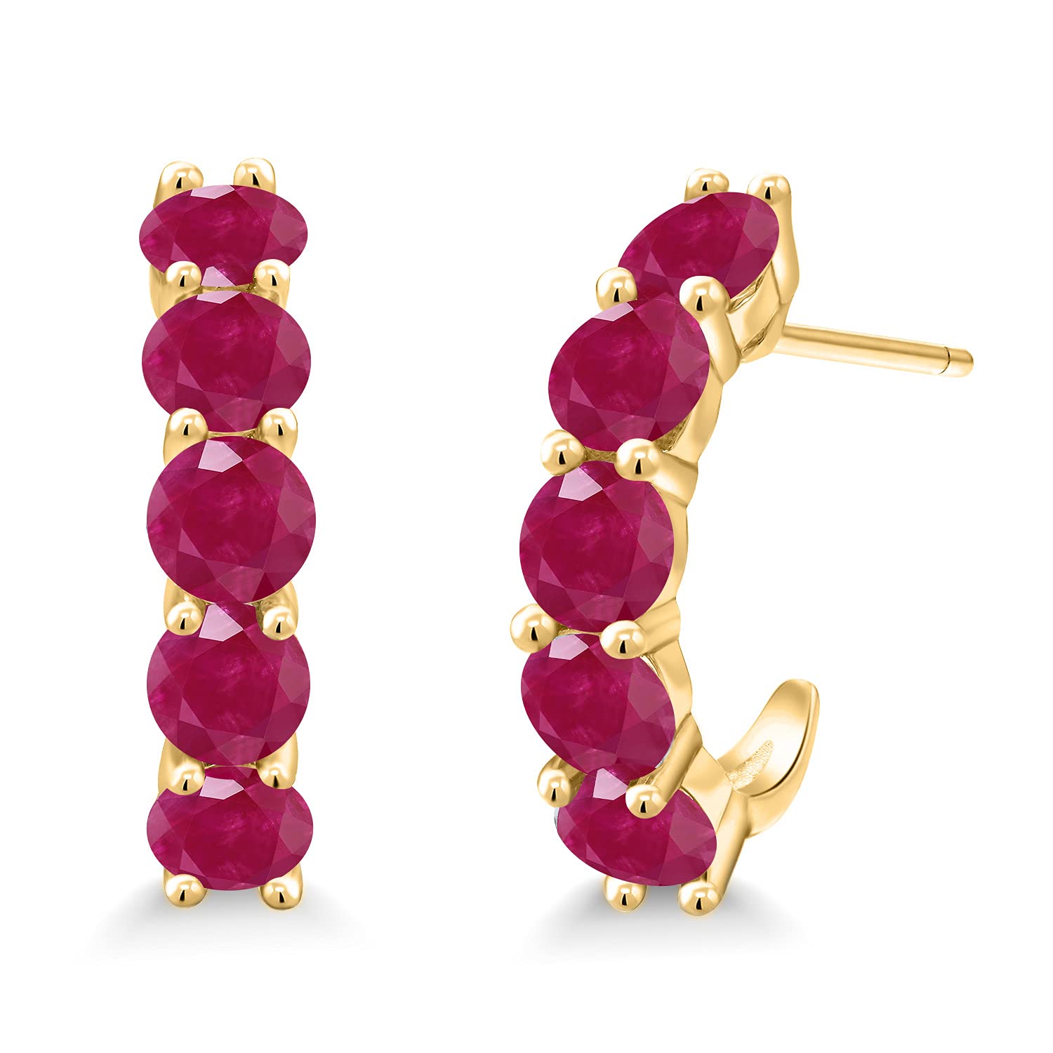 Gem Stone King 2-5 Cttw Gemstone Birthstone Open Hoops Earrings For Women 925 Sterling Silver Round 4MM Fine