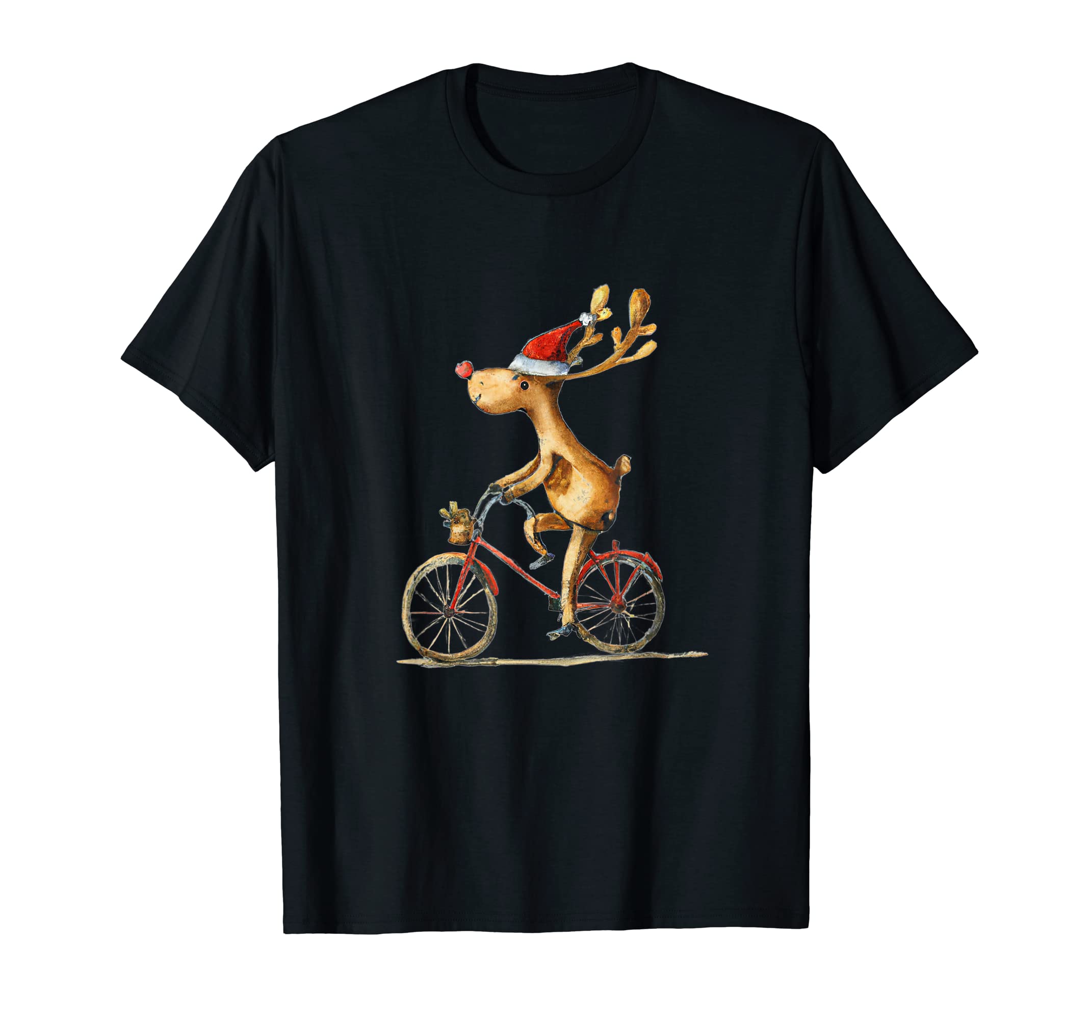 Christmas Reindeer Riding Bike-Fun Riding A Bicycle T-Shirt