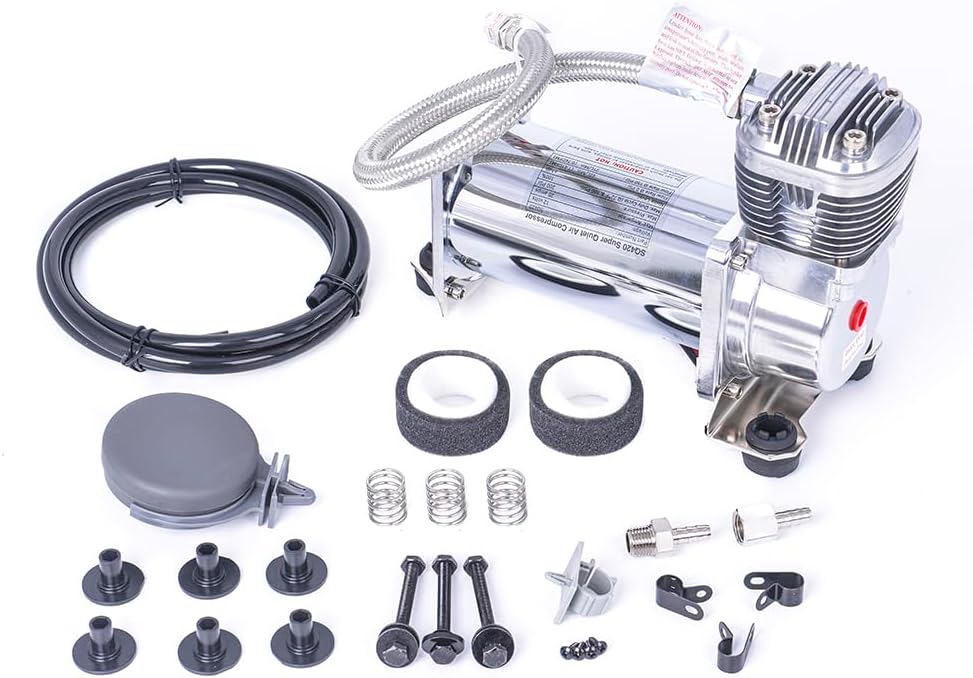 Ultra Quiet Air Compressor, 300PSI 1/4 NPT Super Silent 69DB Truck/Car Train Horn/Suspension/Ride/Bag kit/System and All 12v Vehicles like Semi/Pickup Trucks Silver product image