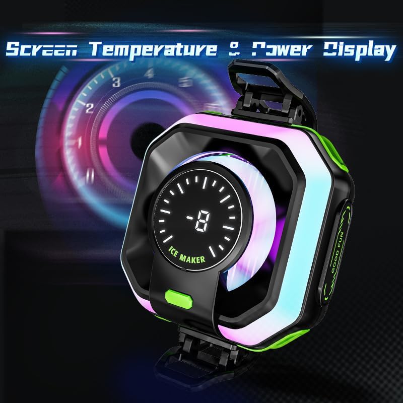 Image of EDNITA Phone Cooler Instant Frost Mobile Cooler with AI Cooling Mode, Real-Time Temperature Display, 1 Button Control, RGB Lighting, Magnetic /Clip Mount /Metal Plate, Ultra-Quiet Fan for Phone /Tablet