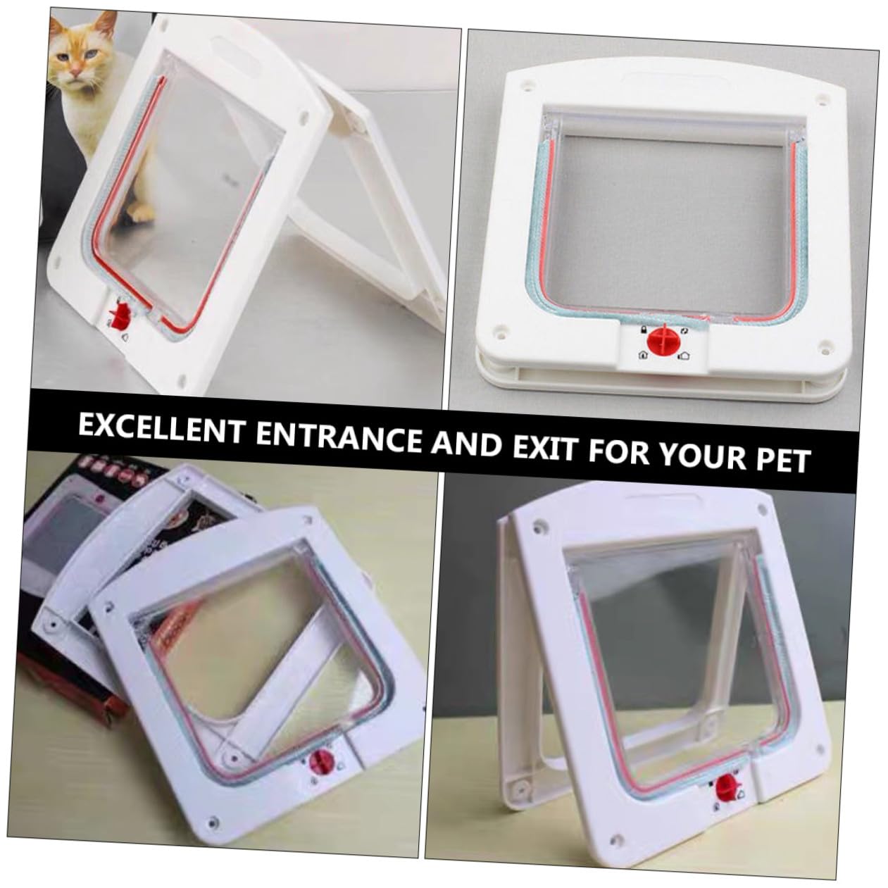ibasenice Lot de 2 Chatières pour Chats Petits Animaux, Portes Contrôlables Système D’Ouverture/Fermeture, Taille Small, Matériaux Résistants aux Intempéries, Coloris Blanc et Marron,