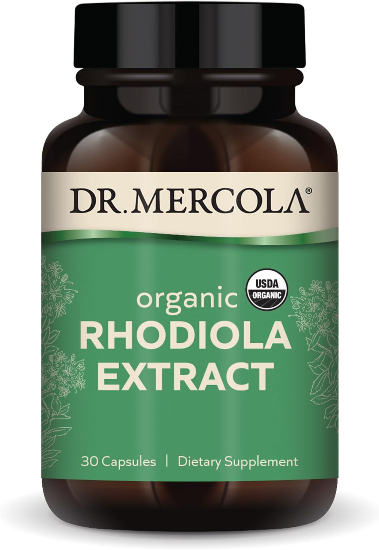Rhodiola Extract, 30 Servings (30 Capsules), Dietary Supplement, Supports Mood and Stress Management, Non-GMO, Certified USDA Organic