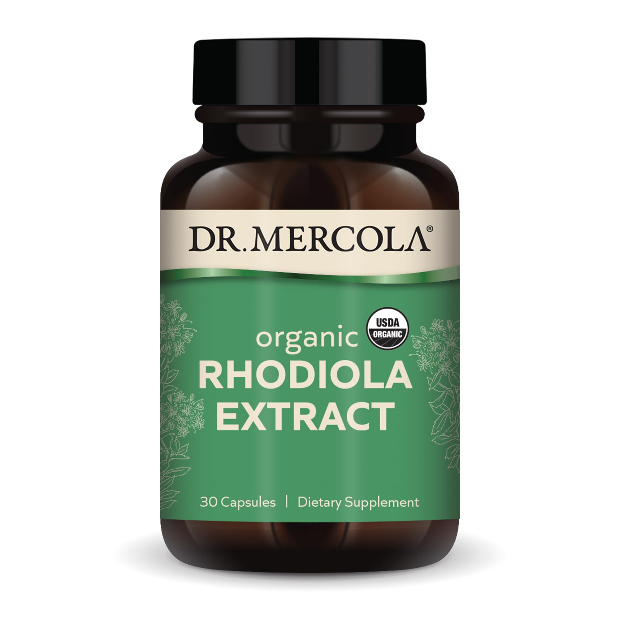 Dr. Mercola Rhodiola Extract, 30 Servings (30 Capsules), Dietary Supplement, Supports Mood and Stress Management, Non-GMO, Certified USDA OrganicUSDA Organic