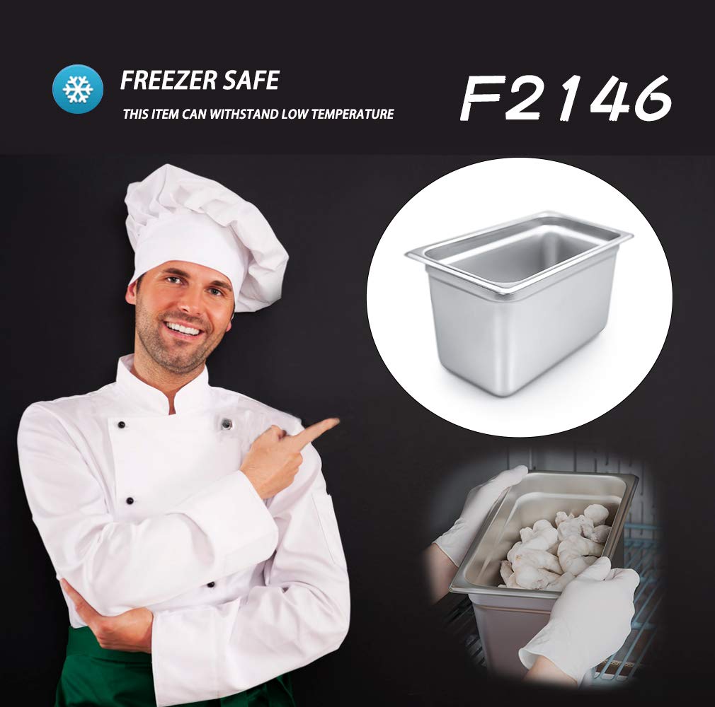 6" Deep Steam Table Pan 1/4 Size ,4.5 Quart Stainless Steel Anti-Jam Standard Weight Hotel GN Food Pans - NSF (10.43"L x 6.37"W)