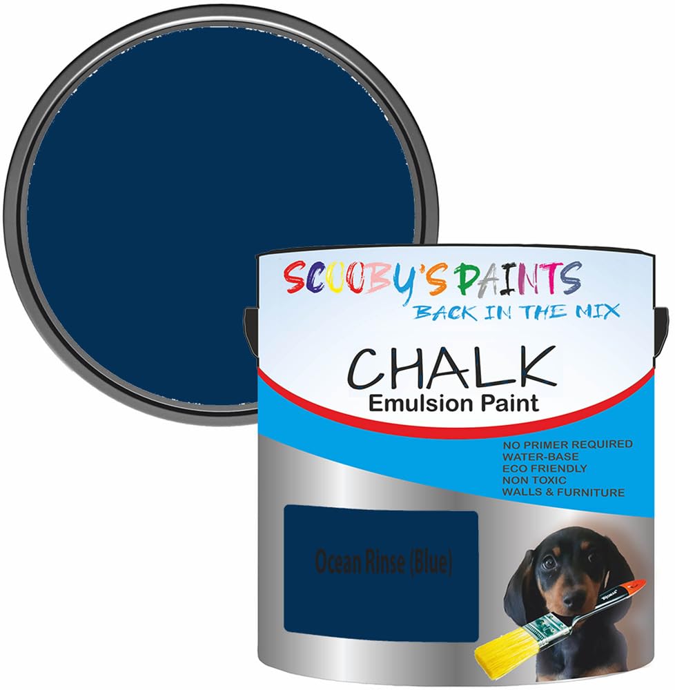 Scooby's Paints Chalk Emulsion Paint, Water-Based, No Primer Required, 250ml, For Walls and Furniture (Ocean Rinse (Blue))