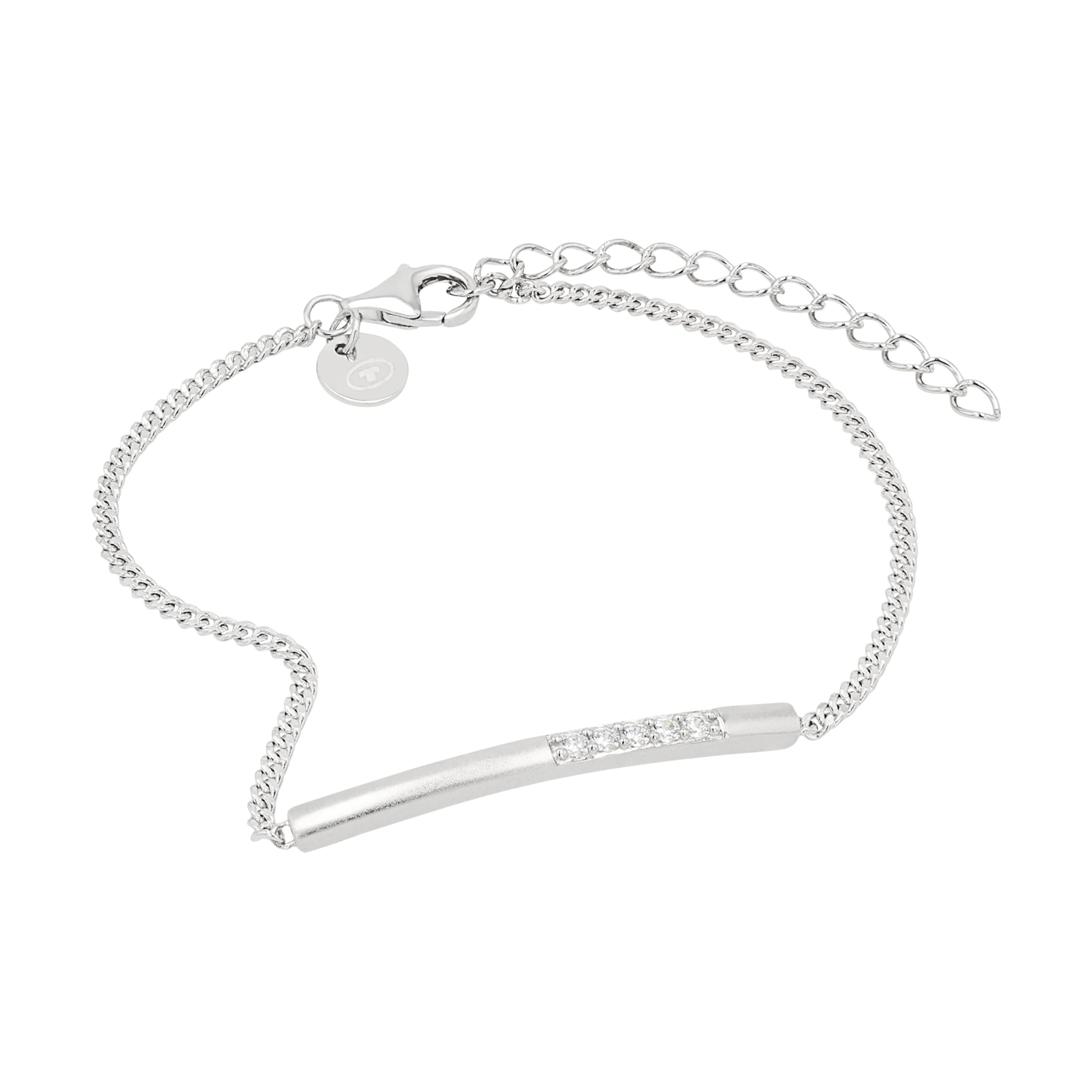 TOM TAILOR - Pulsera para Mujer en Plata 925 - con Circonita - Colgante de Barra - TT-B0070