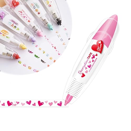 Bolígrafo decorativo tipo prensa de animales lindos para bricolaje, 2023 con cinta de corrección de encaje, bonito bolígrafo de cinta decorativa