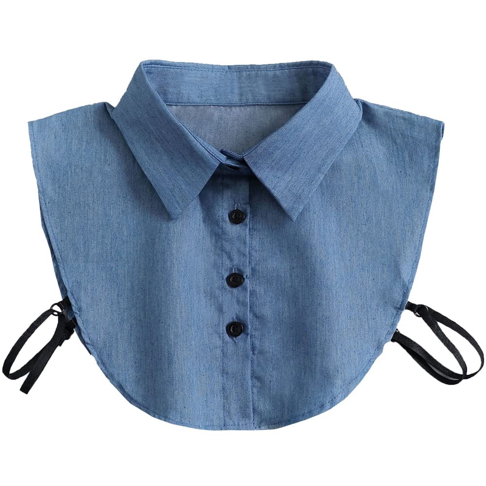LoudSung Fake Collar Detachable Half Shirt Blouse False Collar Denim Doll Designed Top Elegant for Women Girls