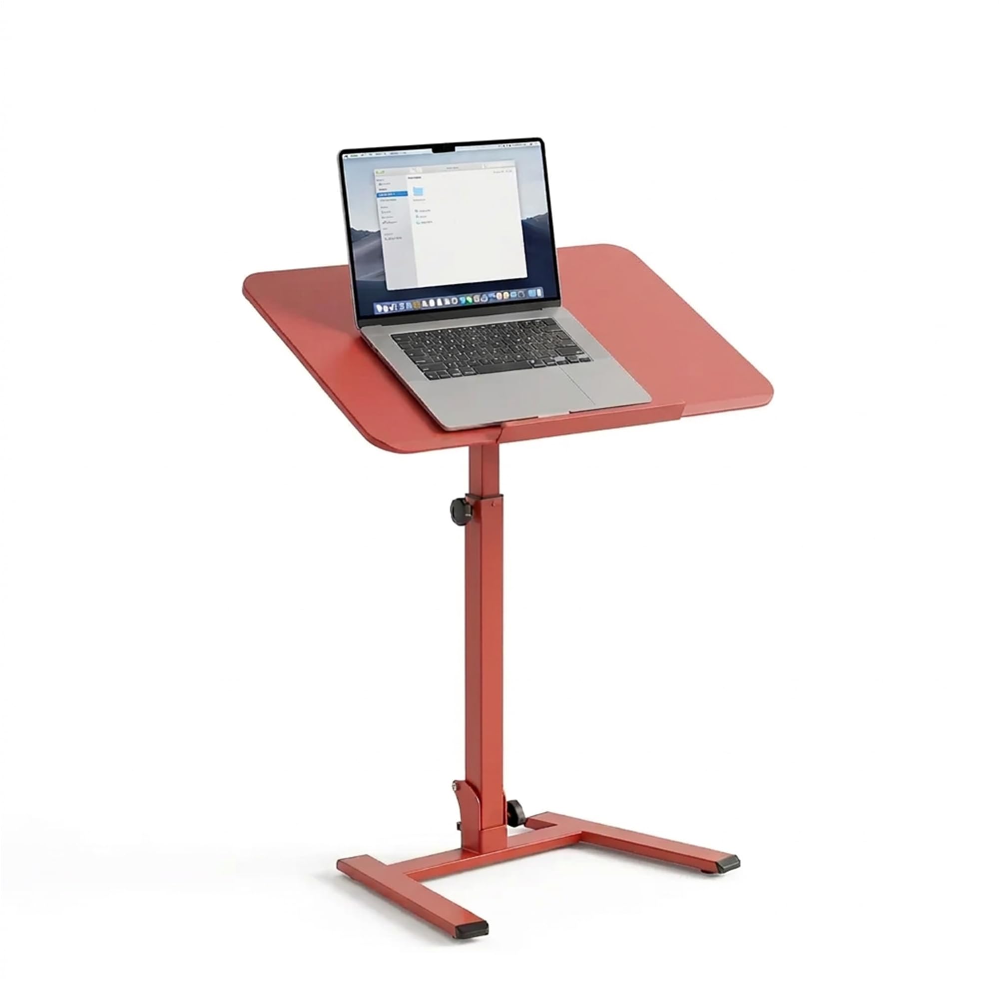 MUSSO AnyDesk D7 mobilny stolik pod laptopa z regulacją wysokości (75-108 cm), składany pulpit stojący z blatem o nachyleniu 0-90°, ergonomiczny stolik pomocniczy (bordowy, 1 sztuka)