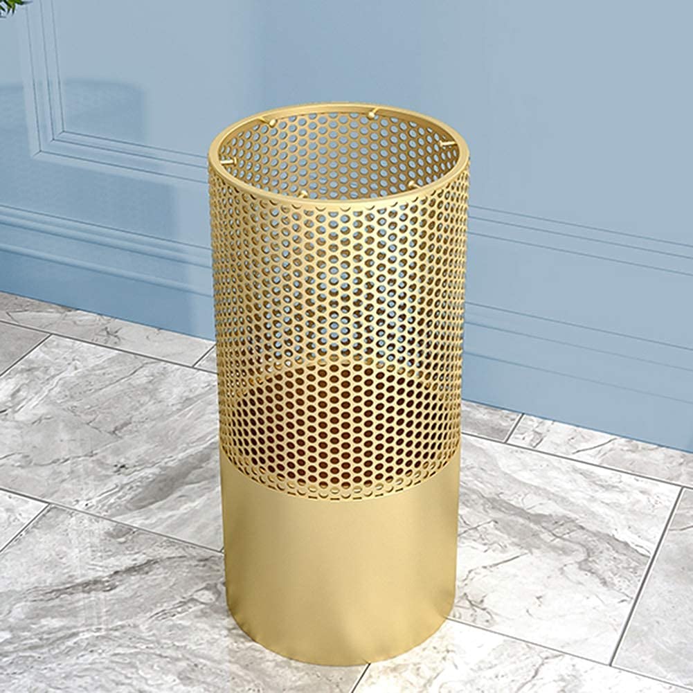 Porte-parapluie D'entrée En Métal Doré - Seau De Rangement 42x16x16 Cm - Pour Maison, Bureau - Design Aéré, Antirouille