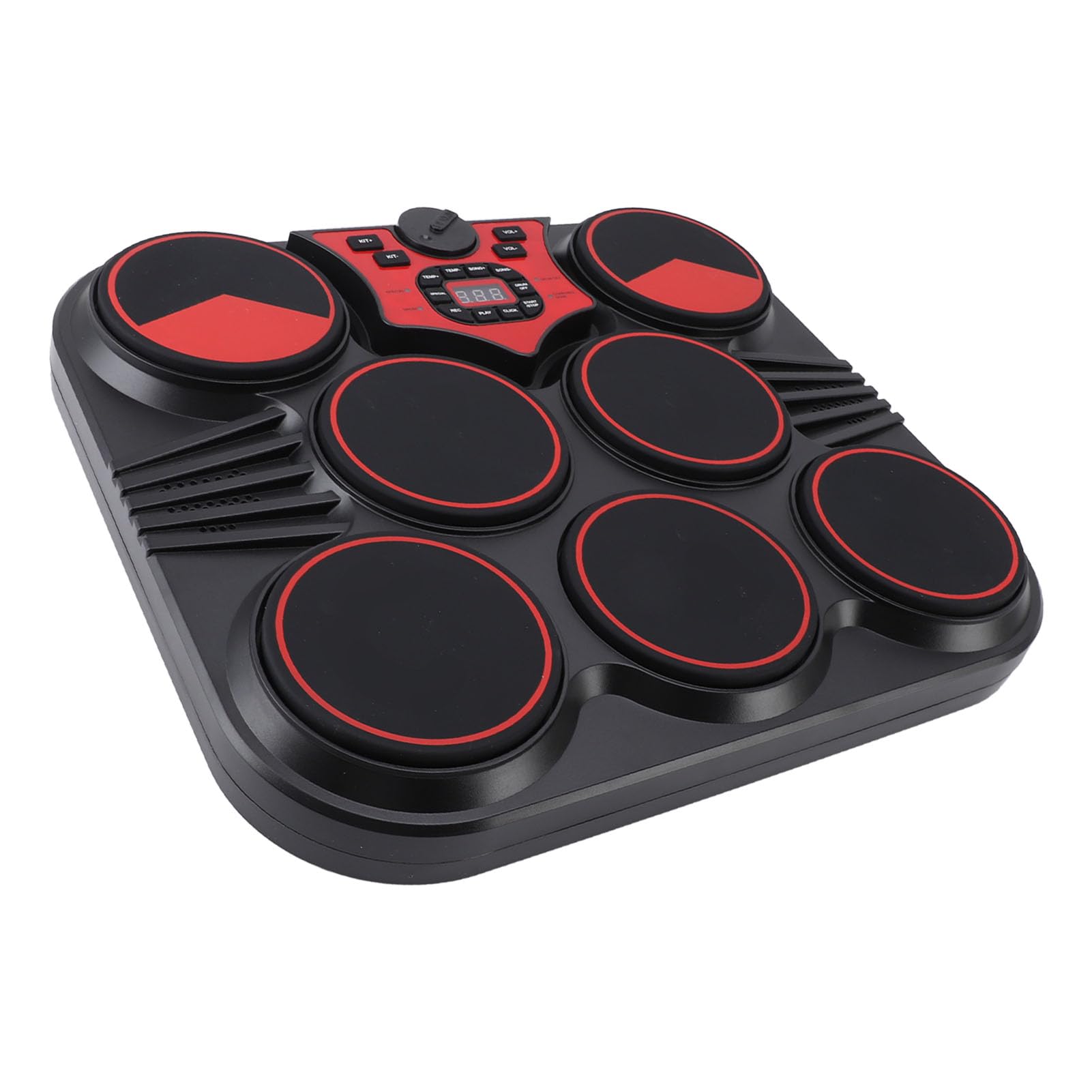 Batería electrónica de 7 pads, multisonidos, ritmos, recargable por USB, almohadilla de práctica de sobremesa con cable de sonido, pedal para principiantes y profesionales,