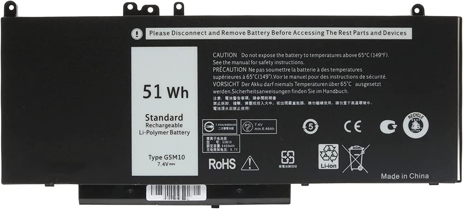 AKKEE G5M10 Laptop Batteria per Dell Latitude 14 E5450 E5550 15.6 inch Series Notebook 0WYJC2 8V5GX R9XM9 WYJC2 1KY05 7.4V 51Wh 4Cell