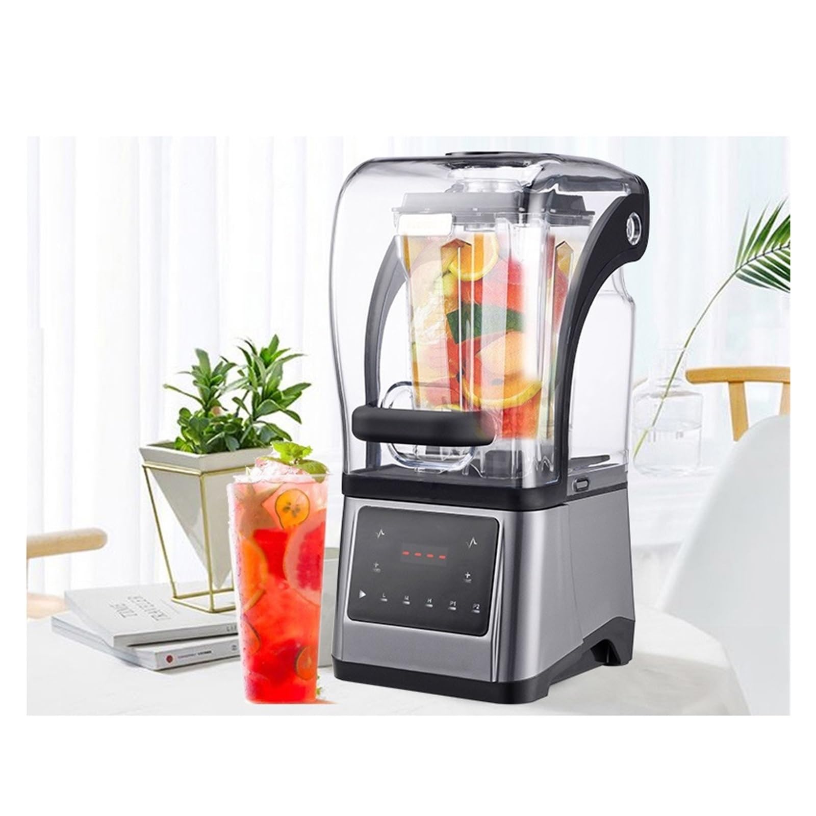 Mikser Do Żywności Z Ekranem Dotykowym, Dźwiękoszczelny, 1600 W Lokalu Bubble Tea, Wytrzymały Blender, Urządzenie Robienia Lodów I Smoothie, Ml Pieczenie Bez WysiłKu(Black)