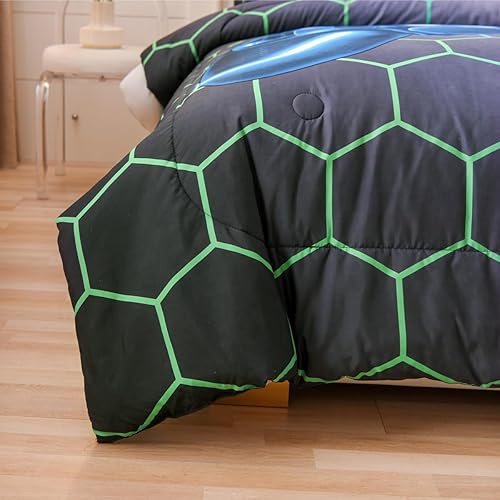 Miniatura 5 de NTBED Juego de edredón de consola de videojuegos para niños y niñas, juegos de ropa de cama de microfibra ligera con diseño geométrico de Multicolor
