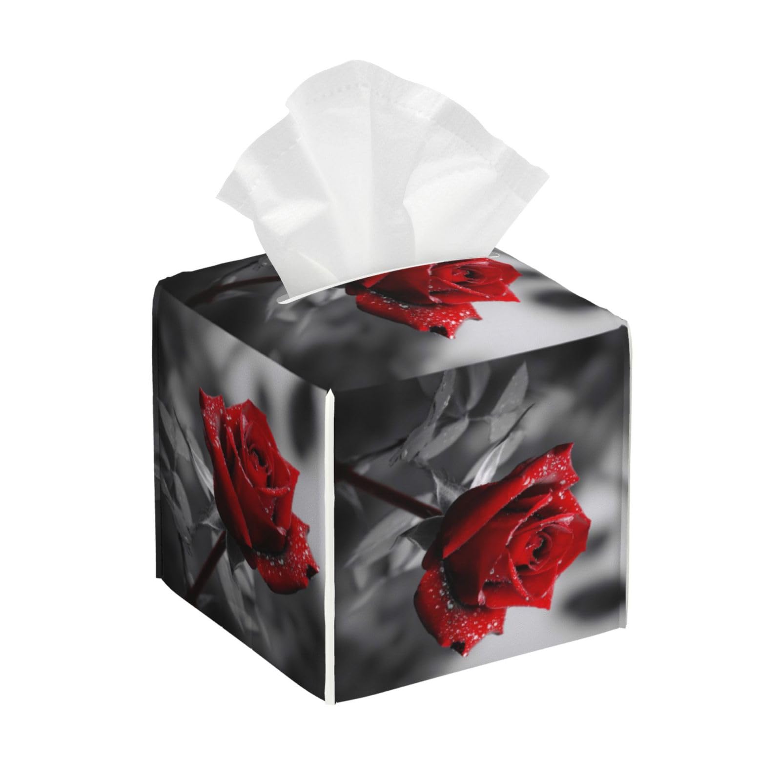 Red Rose Tissue Box Cover Square Cube Boxes