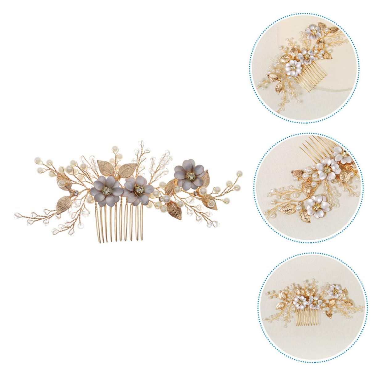 minkissy 3 Piezas Peine De Cuentas Peine Lateral De Pinzas Para El Cabello De Flores Para Mujeres Pasador De De Navidad Perder Suministros Para La Fiesta Boda