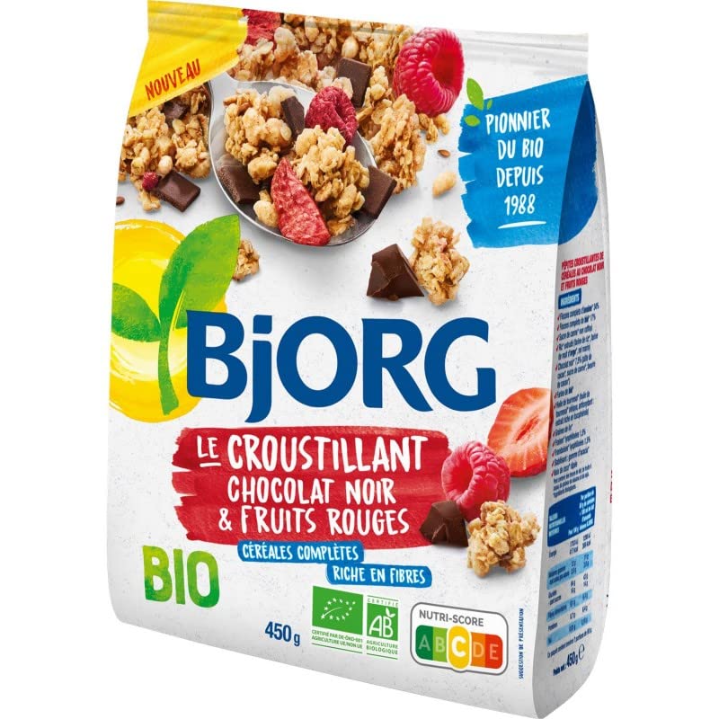 CROUSTILLANT FRUITS ROUGES CHOCO BIO 450G, BJORG, LOT DE 3
