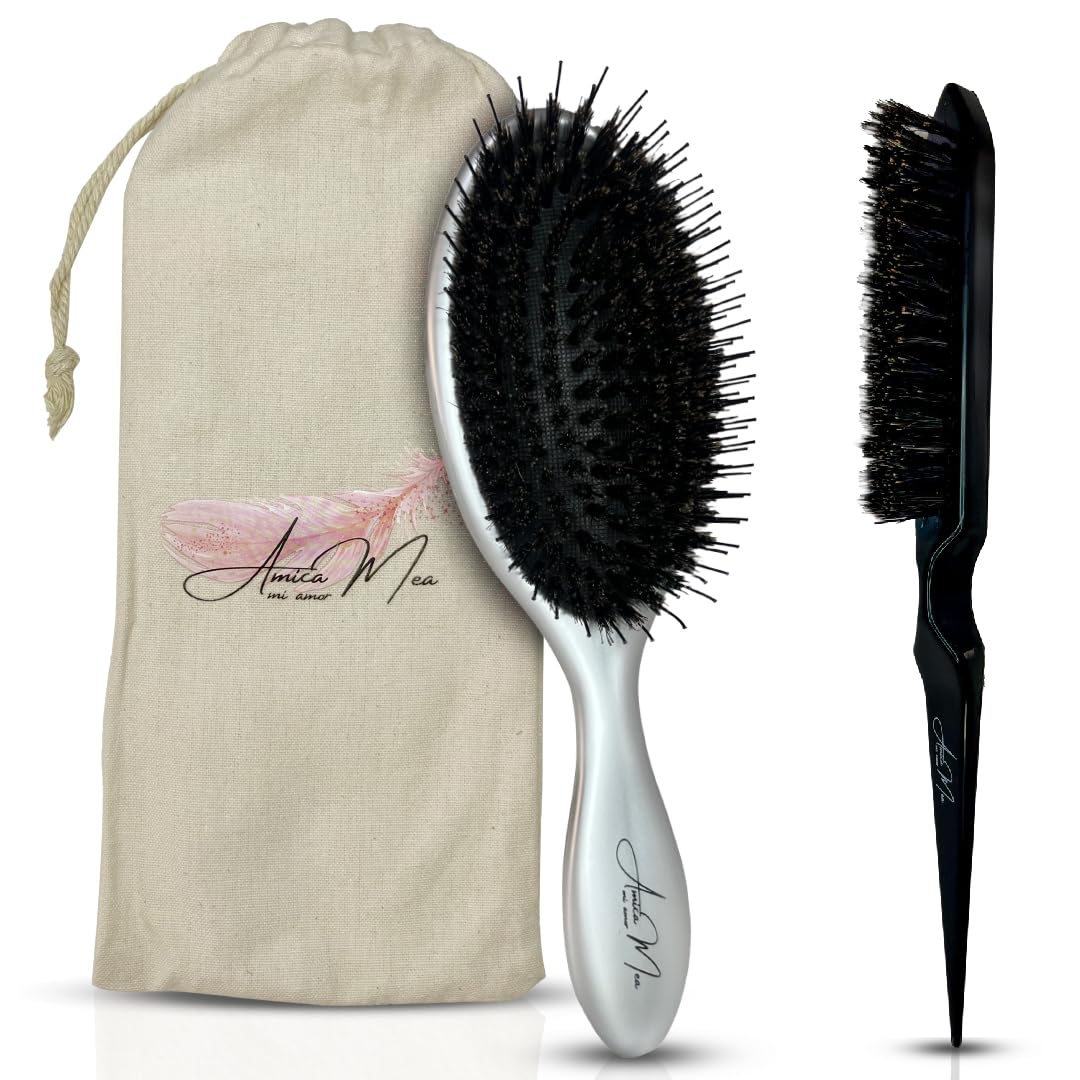 Cepillo Pelo. Cepillo de Pelo Cepillo Cerdas Jabalí Pack Regalo Mujer Peine Alisador de Cabello Cepillo Pelo Antitirones Anti Frizz Pack para Peinados Profesional