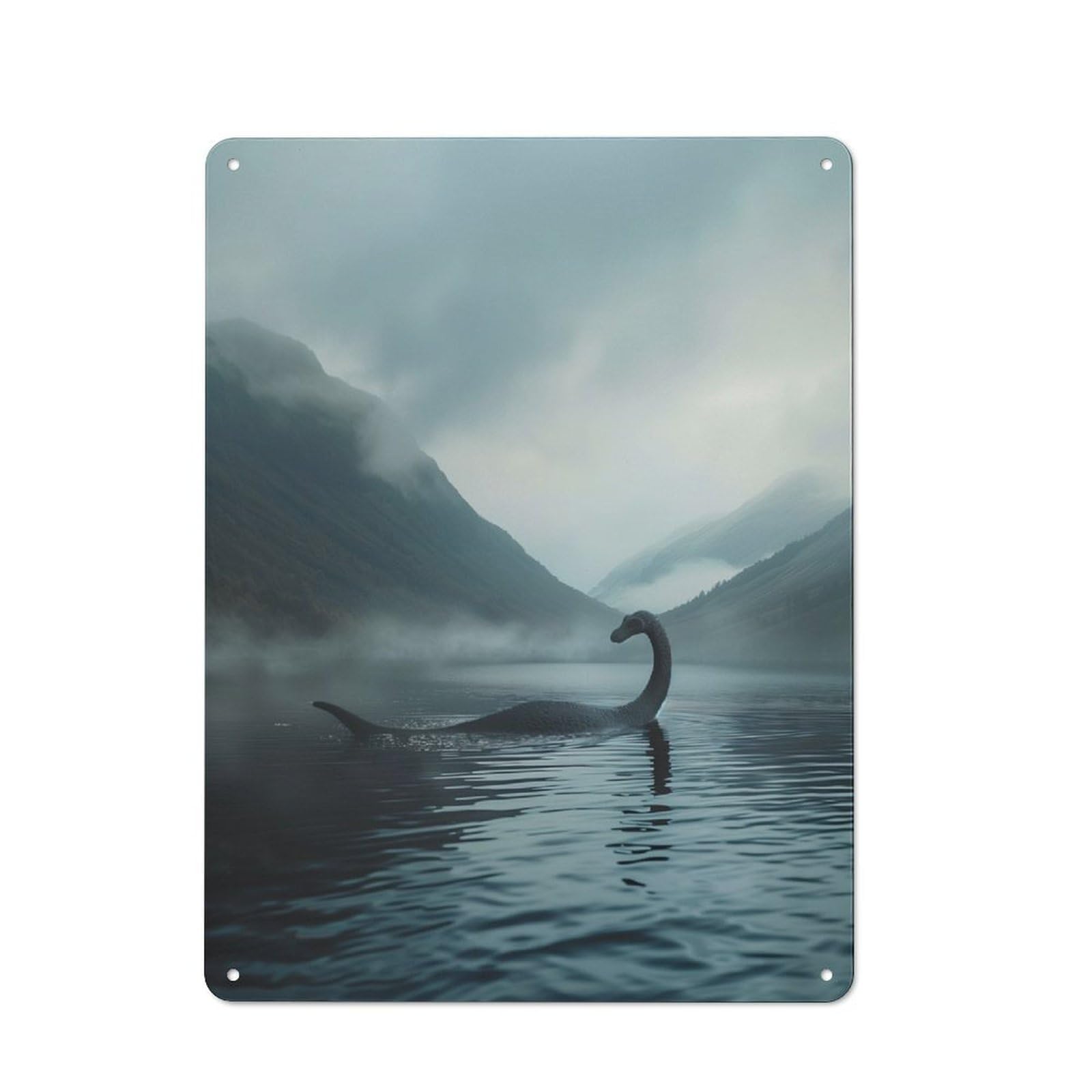 Junmoney Loch Ness Monster In Lake Distressed Look Metal Wall Art Sign 40X30cm Featuring Old Style Wall Plaque For Lounge, Study, Pub Or Wall Gallery