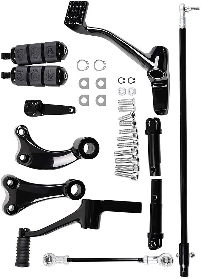 Compatible with Harley XL883 XL1200 Forward Controls Peg Levers Linkage Kit (Black) 2014-2022