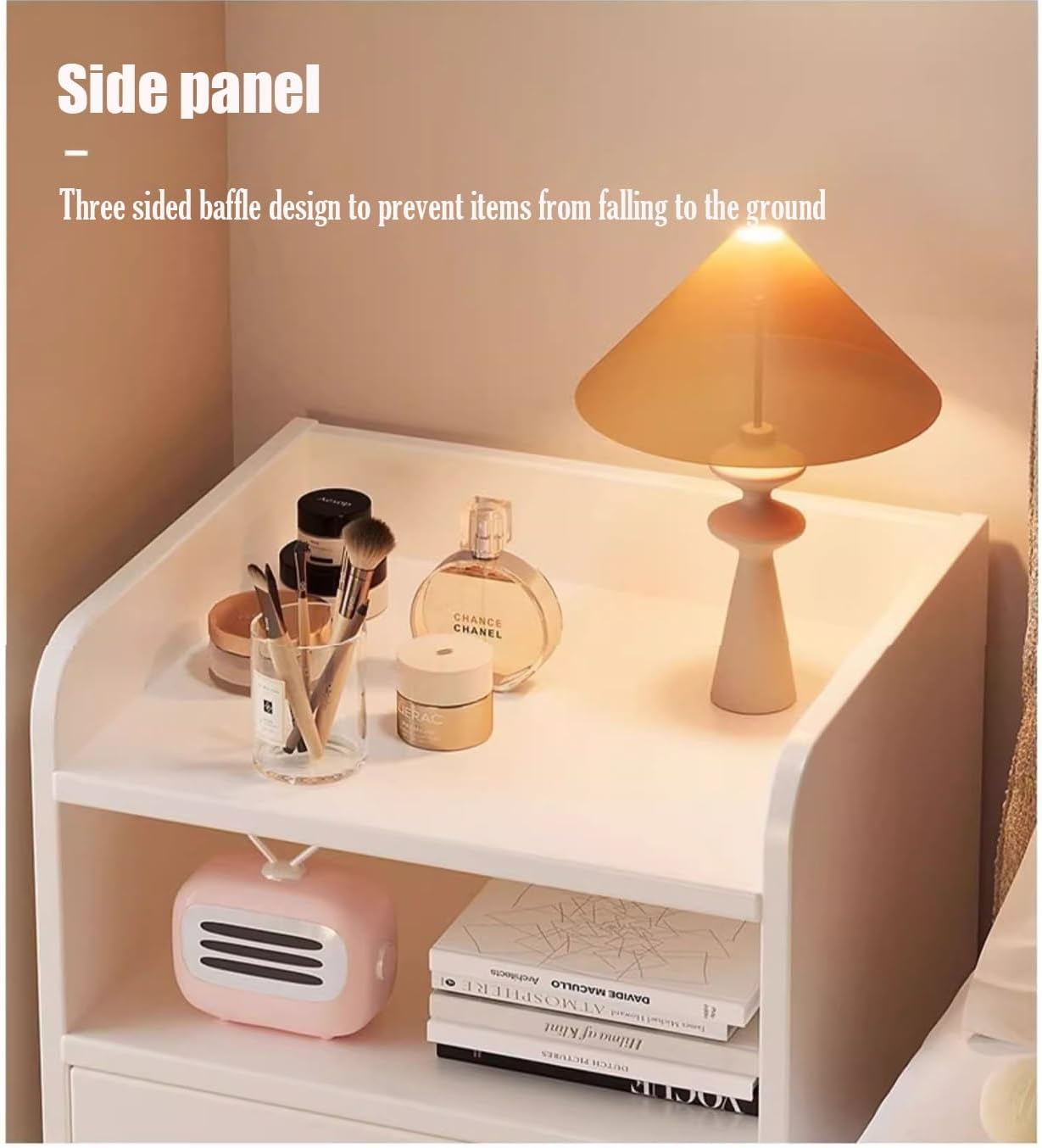 ベッドサイドテーブル 3段チェスト ライト付き : [ZYACOFVE] ベッド