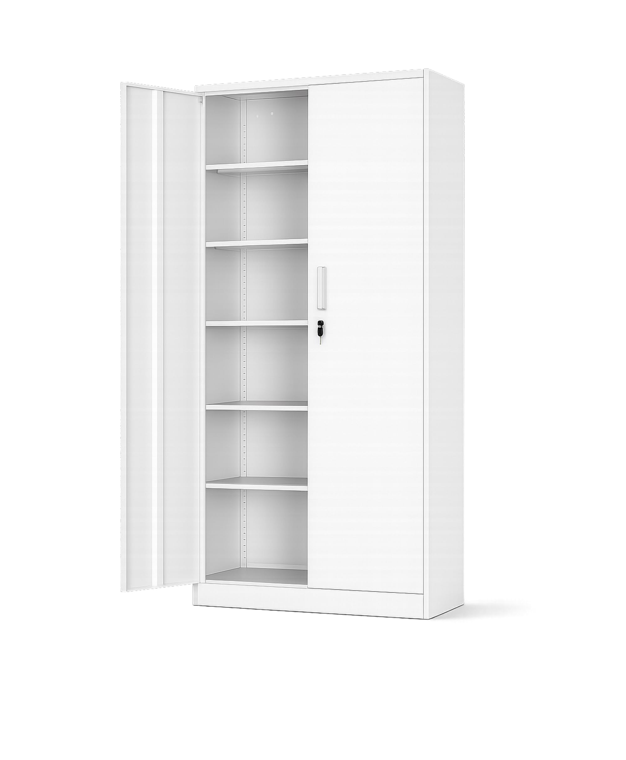 Szafka na dokumenty zamykana na klucz [185 x 85 x 40 cm] – metalowa szafka z 5 poziomami, zamkiem i regulowanymi półkami – uniwersalna szafka do biura, garażu i warsztatu (szara)