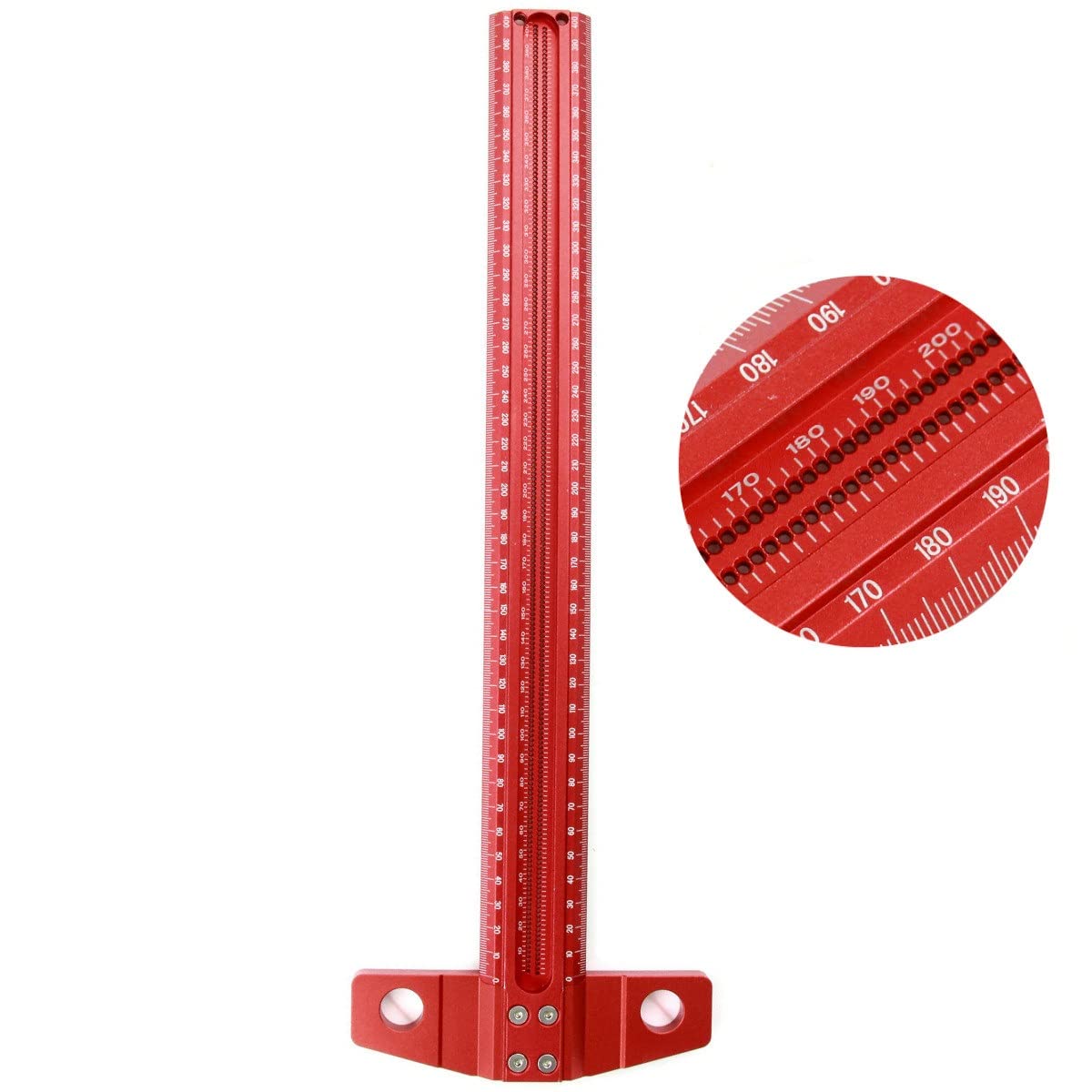 Regla cuadrada de aluminio en ángulo recto de 90 grados en T para carpinteros, herramienta industrial duradera y doméstica, color rojo, 300 mm