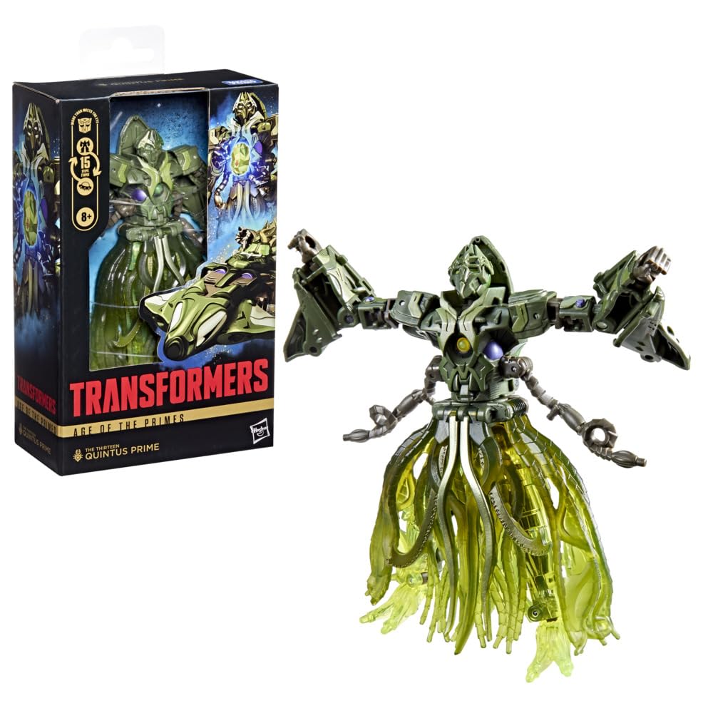 Transformers Age of the Primes Deluxe Class The Thirteen Quintus Prime Action Figure, Green, 5.5 inches - Image 4