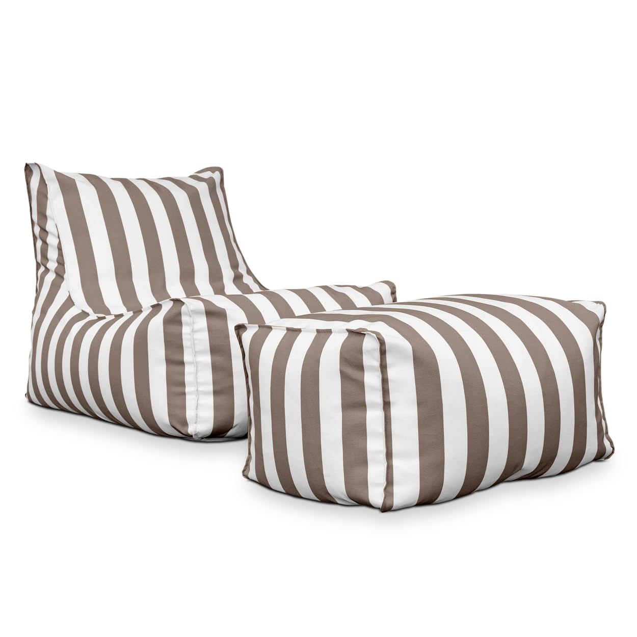 Deshome - Poltrona da esterno giardino con pouf poggiapiedi idrorepellente sfoderabile: Chaise longue da esterno con imbottitura lettino puff design Light Pouf Fango