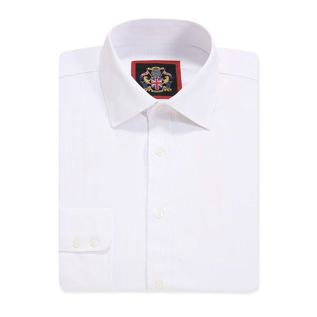 Janeo British Apparel Nos Tibi Serviat Uk Co Men's White (Single Cuff) Formal Dress Shirts, Self Stripe, Single Or Double Cuff, Business Office Wedding Wear By Janeo British Apparel. White, Single Cuff, 15.5In