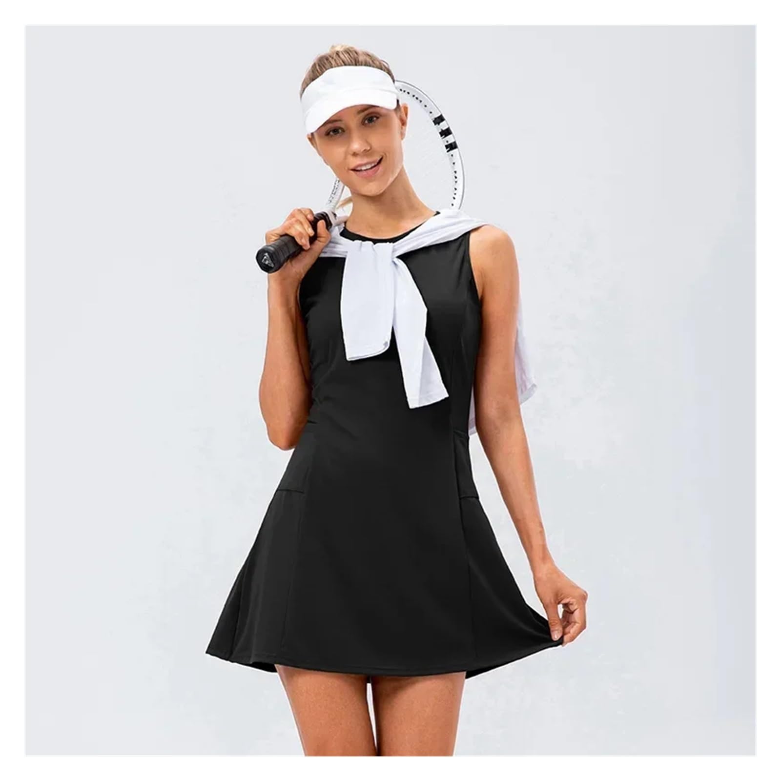 Robe Tennis Femme Women Nude Feel Breathable Sport Active Dress Golf Clothes Women(Lemon Yellow,4 S (European Size))