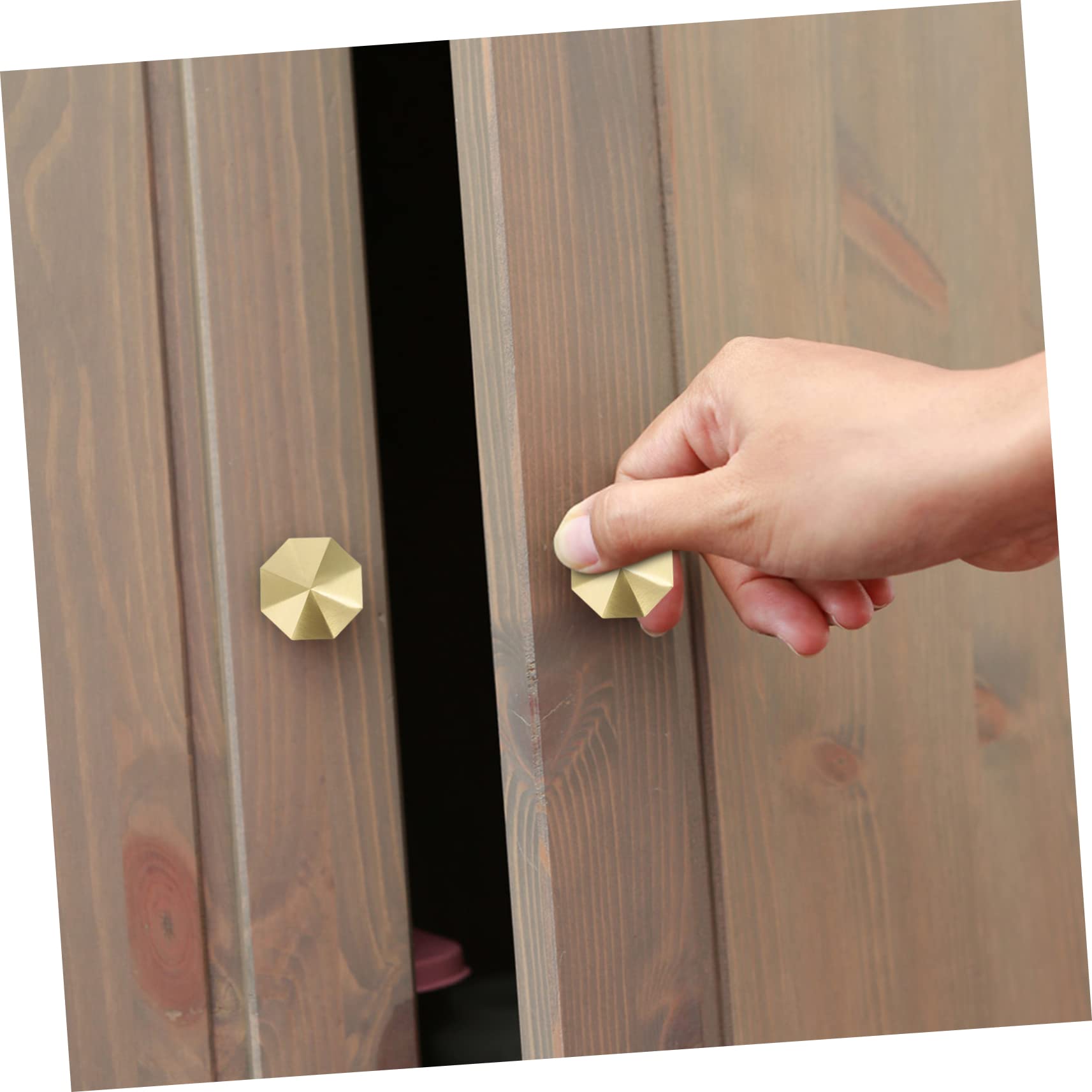 HOMSFOU 3stücke Brass Doorknob Octagon Pulls Kupfer Einloch Möbelknöpfe Für Schrank Kommode Langlebig Und Installieren Vielseitig Für Türen