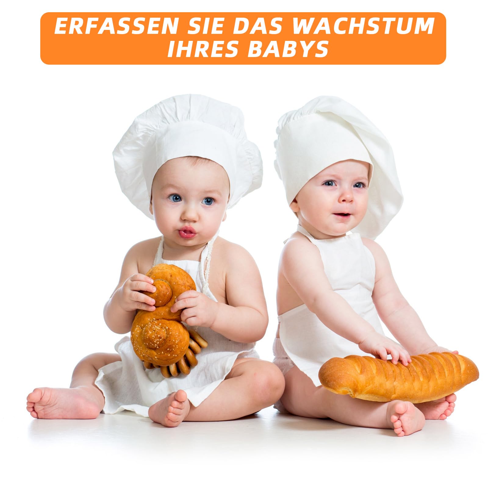Weiße Baby-Kochmütze und Schürze, Babyschürze und Kochmütze für kleine Köche von 8–24 Monaten, Mini-Schürze als Fotografie-Requisite für Neugeborene, Kleinkinder