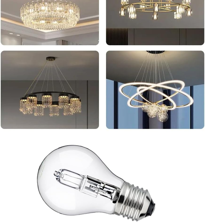 2PCS A19 Halogen Light Bulb, 53 Watt 120V E26 Base, 60W Replacement Non-LED-Incandescent Bulbs for Table Lamps & Home Lighting