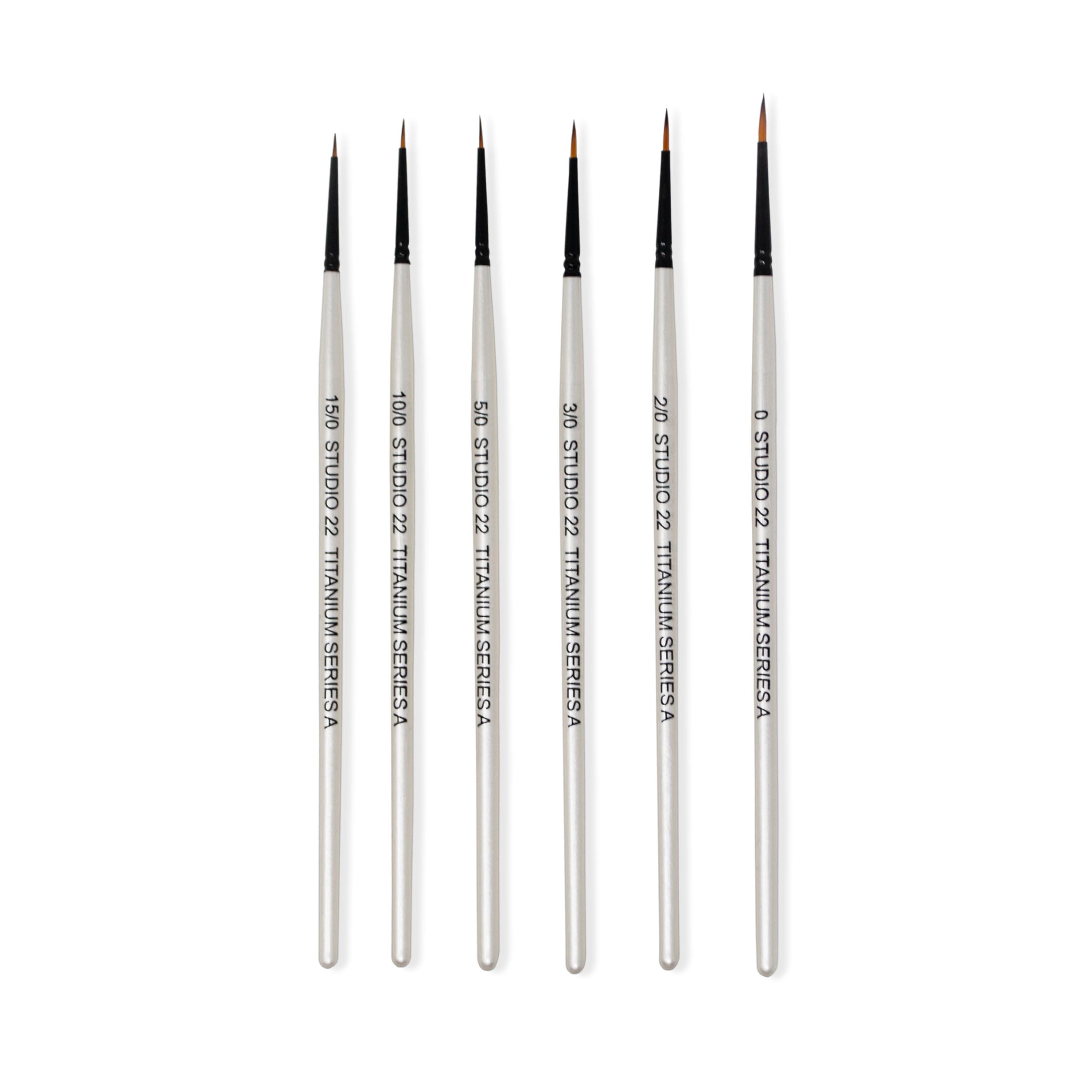 Studio 22 Titanium Series Fine Detail Miniature Watercolour Paint Brush Set of 6