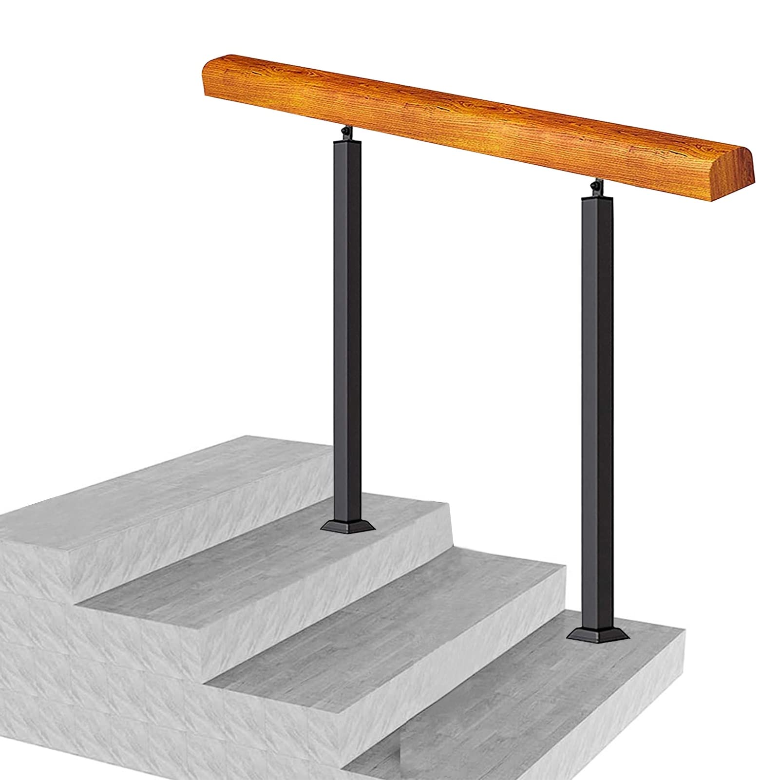 Main courante en bois massif pour escalier extérieur de 4 à 5 marches