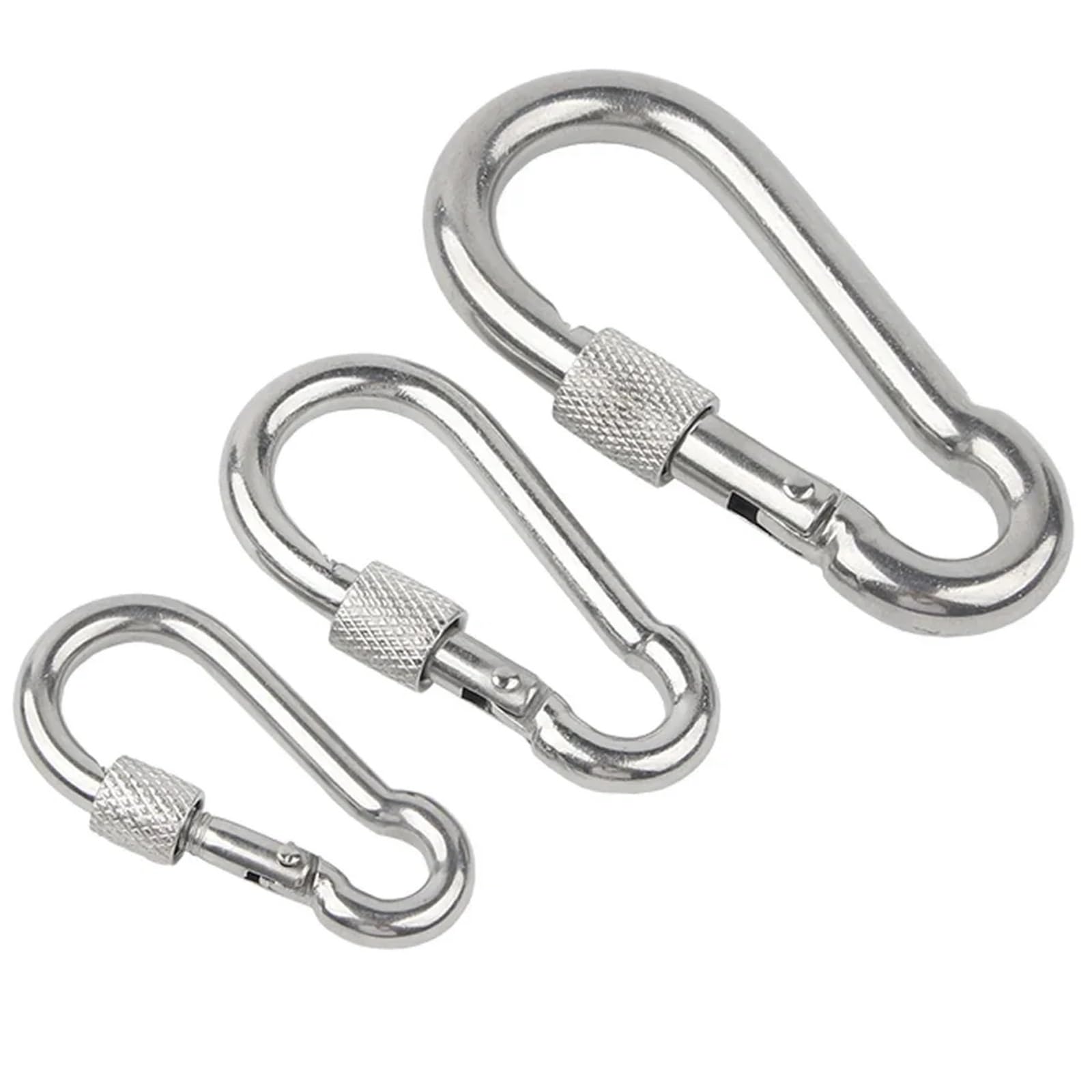 Mosquetón de Resorte de Acero Inoxidable 304, Gancho de Anillo de Bloqueo de Enlace rápido, grillete a presión, Gancho de sujeción de Cadena, 1/2/5 Uds. Hebilla de Seguridad(M10(1),5pcs)