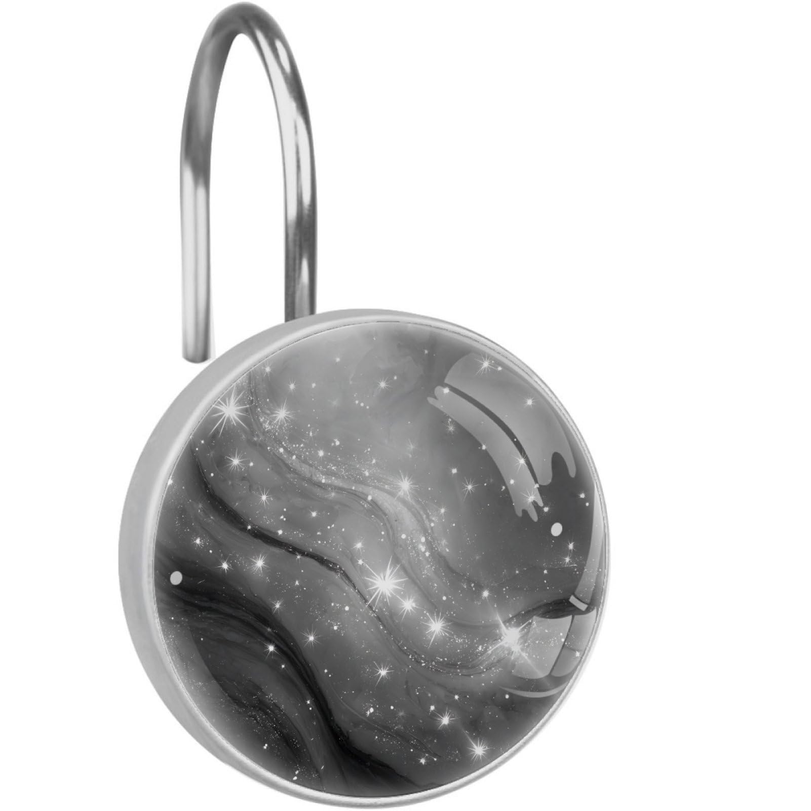 VAPOKF Shower Curtain Hooks, 12PCS Starry Black White Marble Shower Curtain Hook for Bathroom Decors Home Bedroom
