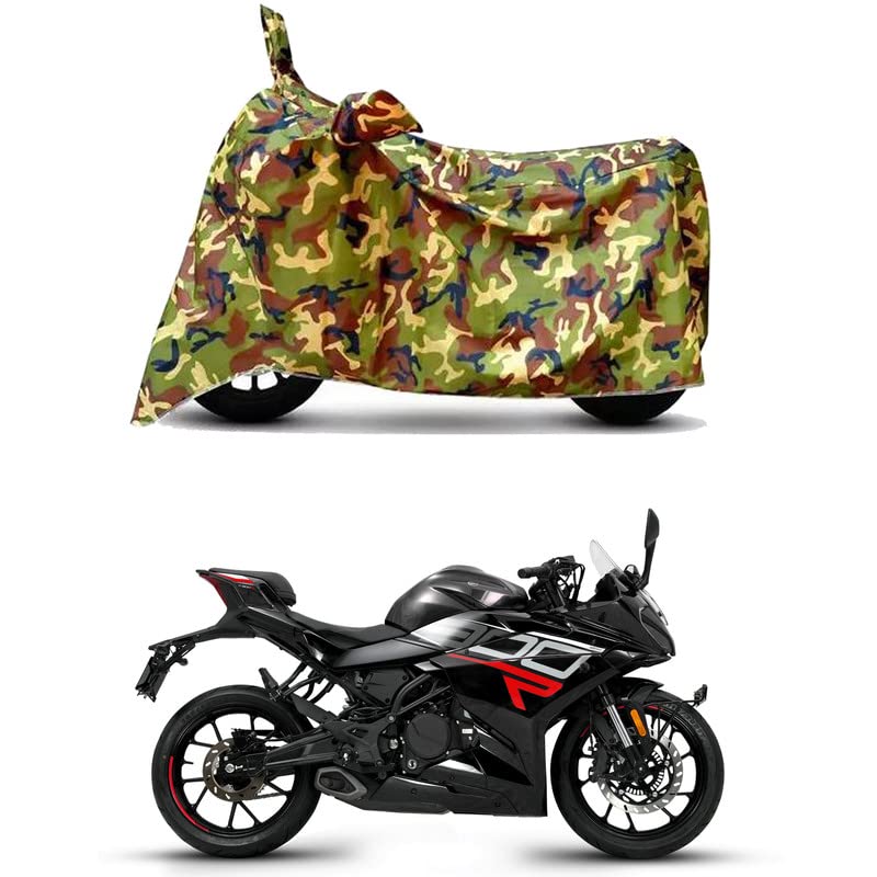 Image of Waterproof 100% PVC Coated Bike Scooty Two Wheeler Body Cover Compatible for Keeway K300 R Glassy /UV-Rays /Heat Protection /Birds Dropping /Scratchproof /Dust Proof [6X6 Jungle Print]