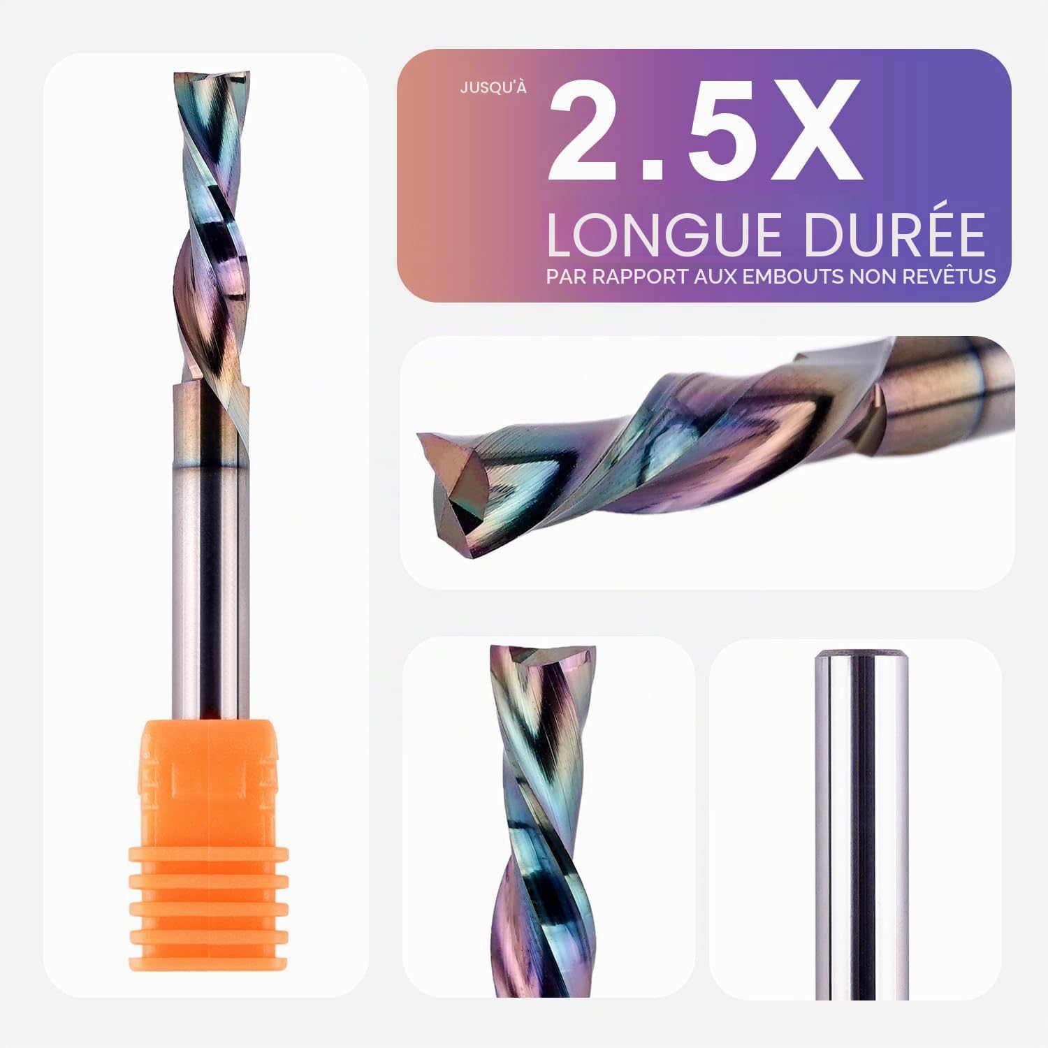 SpeTool Fraise à rainurer hélicoïdale - Tige de 6 mm - Longueur de coupe de 24 mm - Avec revêtement SPE-X VHM - Fraise à queue CNC pour défonceuse à 2 flûtes - Fraise à bois
