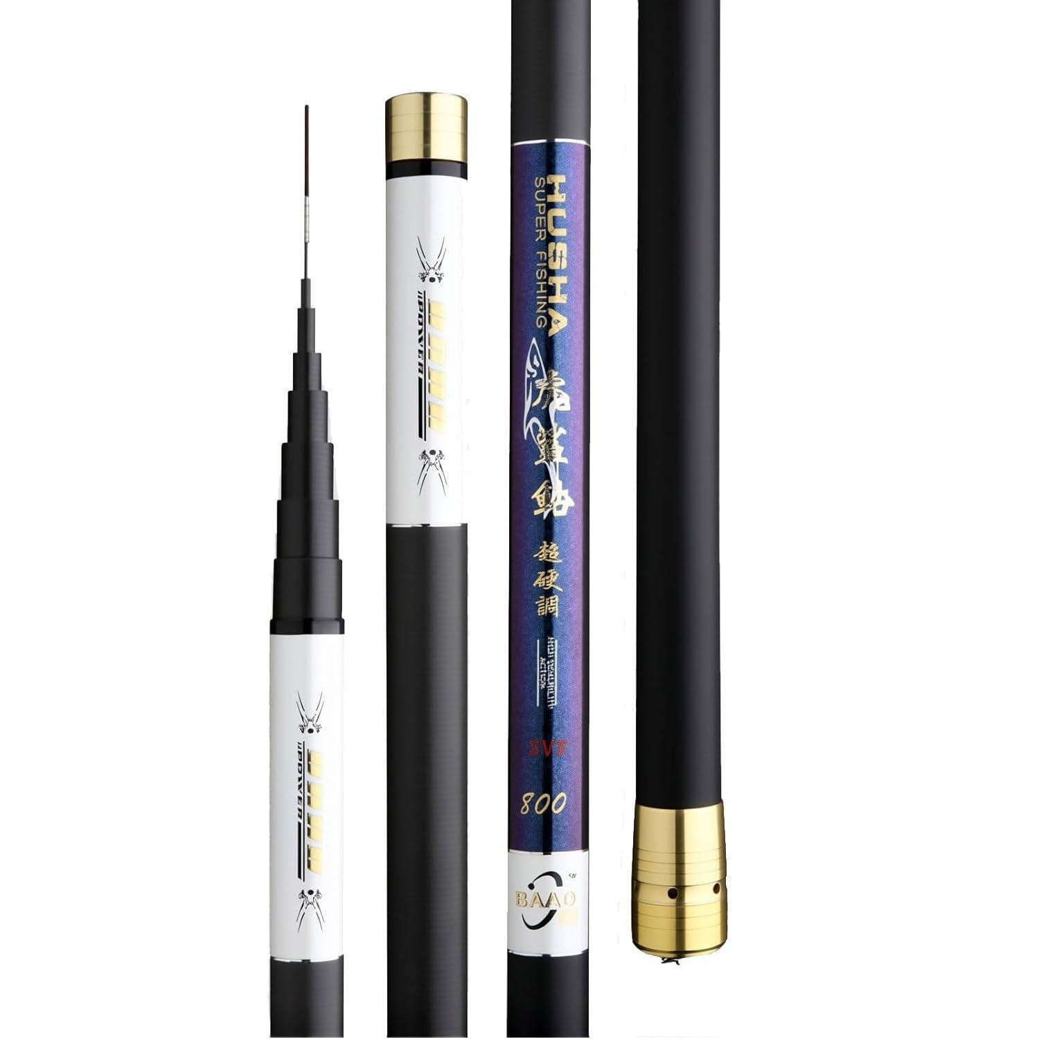 HUSHDML Carbon Fibre Telescopic Fishing Rod 8m to 15m Ultralight Super-Stiff Casting Rod Chinese-Style fishing rod for Long Fishing Sessions