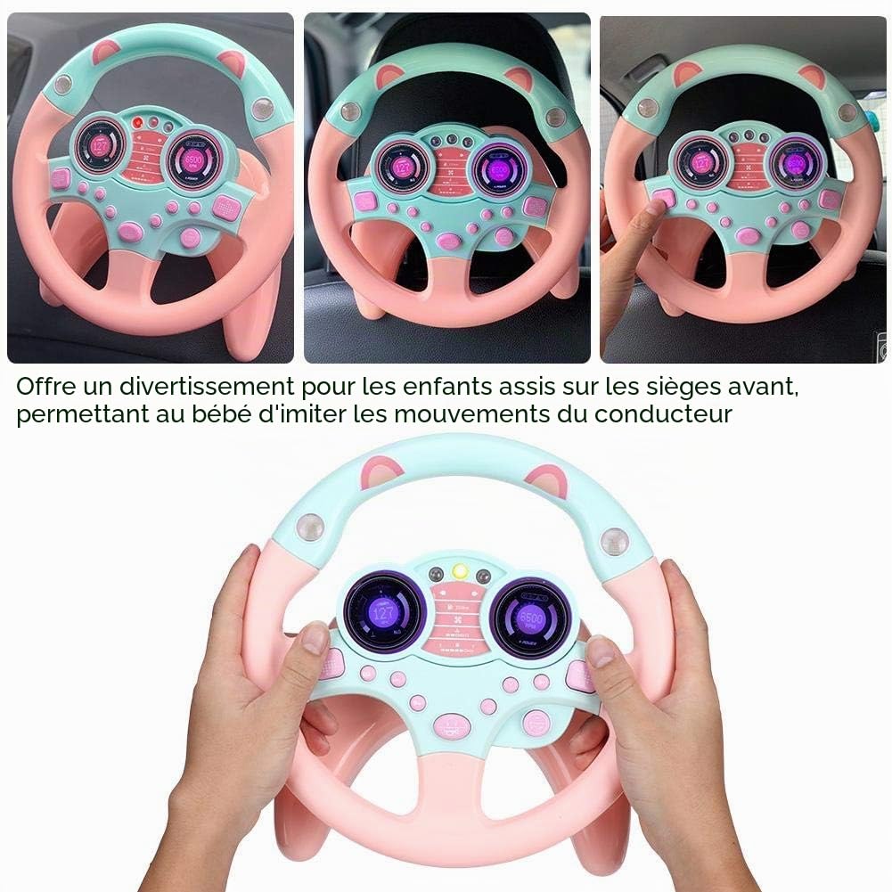 Eoixuqba – Volant Jouet Enfant 20x20 Cm Avec Lumière, Son Et Rotation 360° – Simulateur De Conduite En ABS