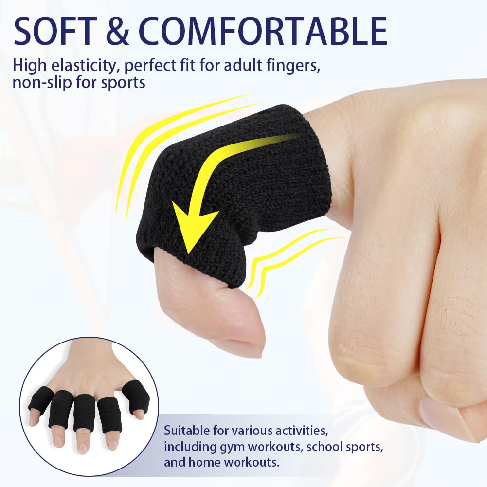 AYBUY Protector de Dedos Mano, 10 Piezas Soporte Protector de Dedos Elástico, Fundas de Compresión, Deportivos Protectores de Dedos, Fundas de Dedos para alivio lesiones deportivas, Negro — view 4