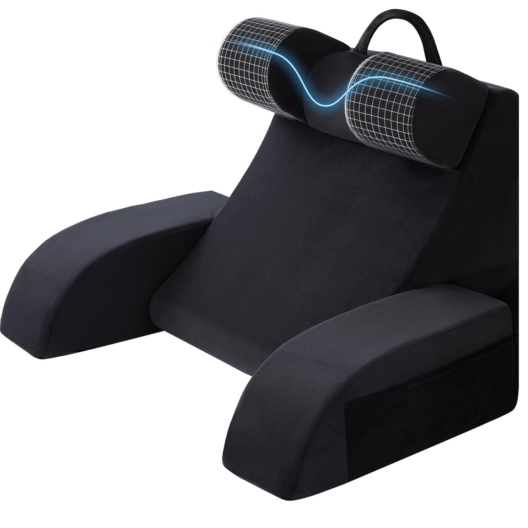 Reading Wedge Pillow for Sitting Up in Bed with Arm/Back/Neck Rest