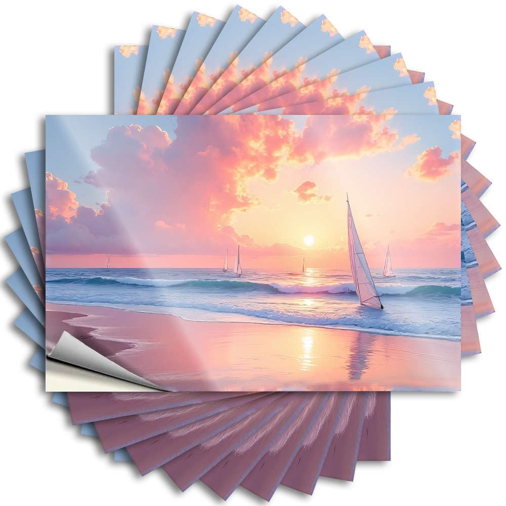 Decals Cozy Bedroom Door Decorations Waterproof - Sailboats Glide On Tranquil Waters As The Sun Sets Bumper Self Adhesive Decal for Adult Use(6X9CM)