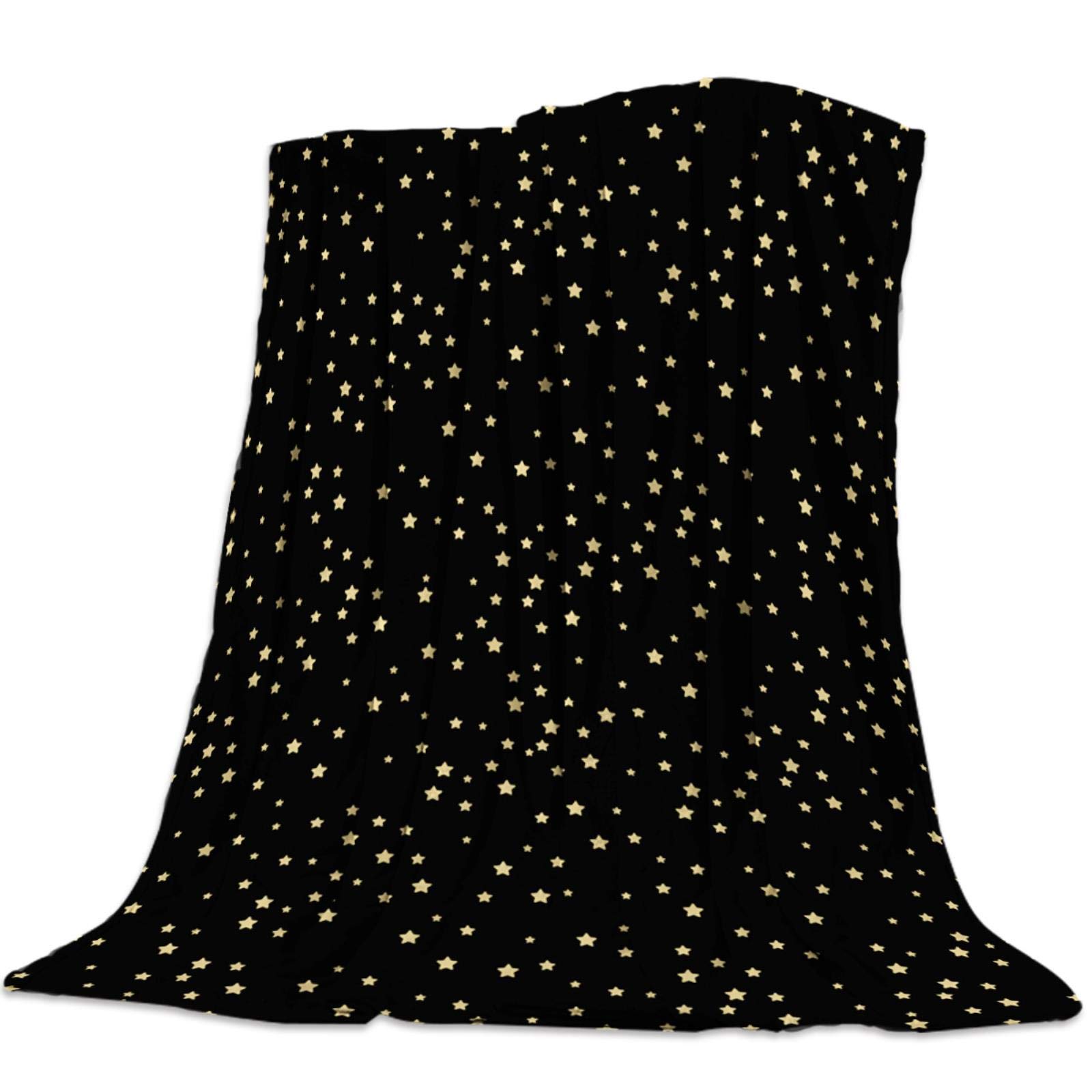 Cllym Black Star Starry Sky Throw Blanket Cute Kids Design Warm Microfiber Blanket